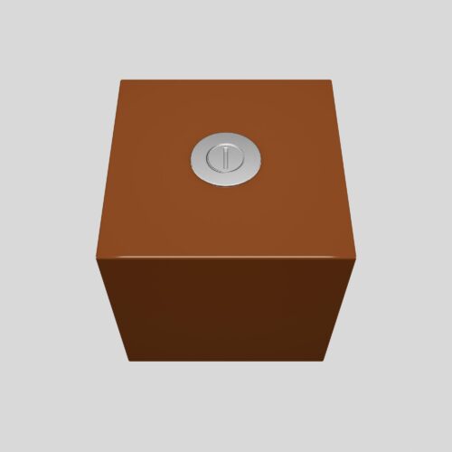 Urne en bois brun noisette, vue du dessus avec ouverture pour les cendres