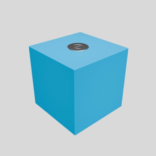 Urne funéraire bleu clair en bois pour chien ou chat, vue latérale avec système de fermeture